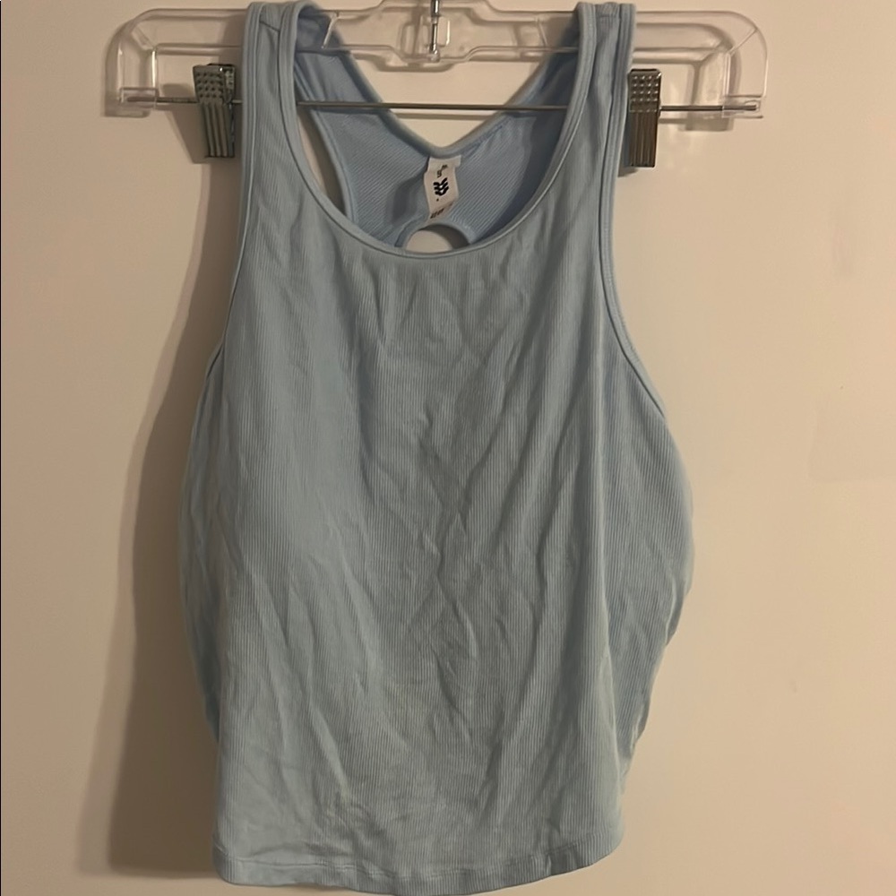 All in Motion Blue Fitted Cut Out Tank Top